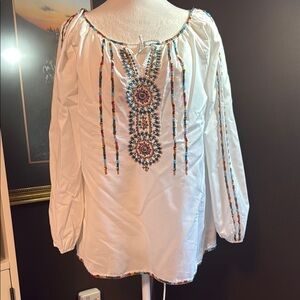 Embroidered White Boho Top